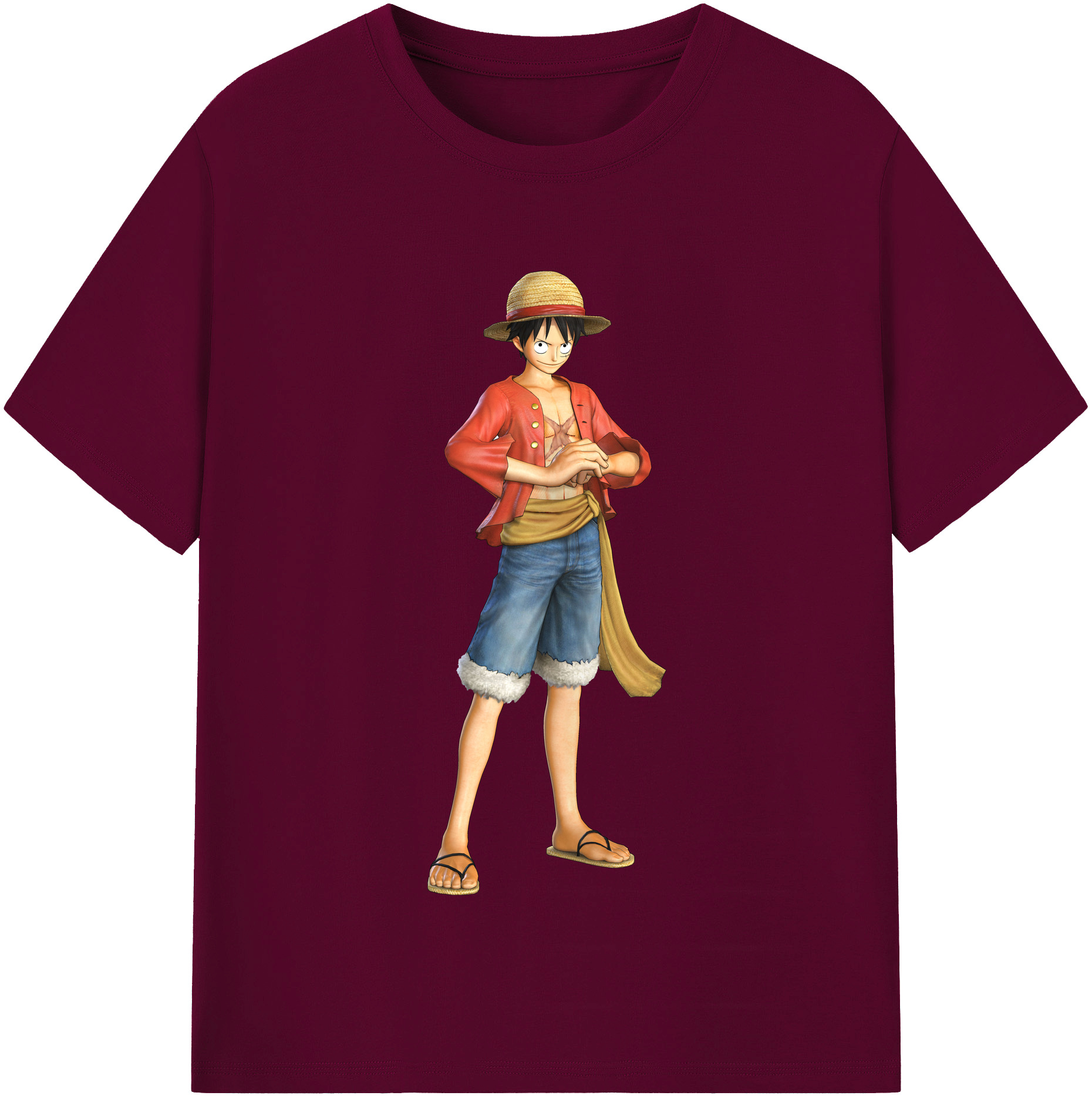 ワンピース モンキー・D・ルフィ ONE PIECE Monkey D. Luffy レディースカジュアルプリントTシャツ（綿100％）